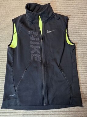 Nike Vest Mens L Black Neon Therma Sphere Training Dri Fit Jacket Waffle Grid